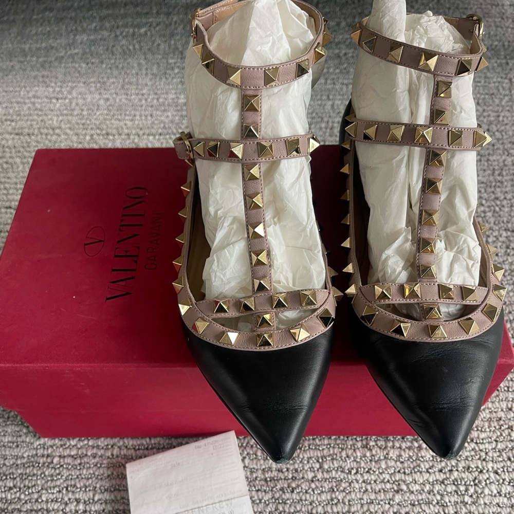 Valentino rock stud caged ballet flat